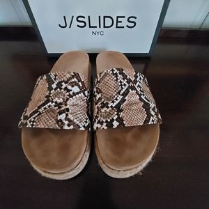 J/Slides NYC natural leather Libby, size 8, snakeskin pattern
